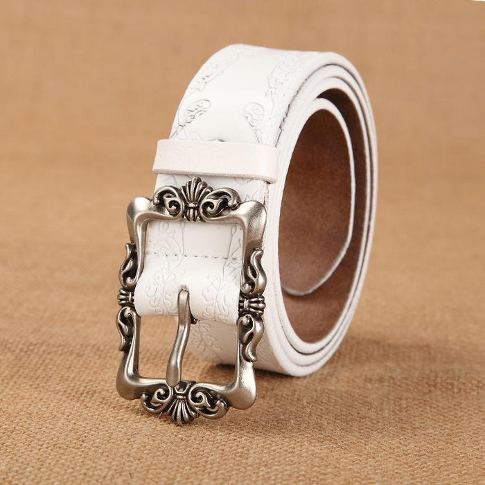 New Two-color Retro Embossed Wide Belt