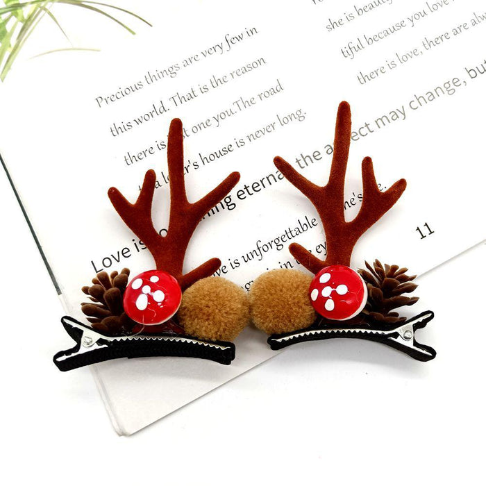 Christmas Antler Hairpin Elk Ear Bell Clip Cute Headwear