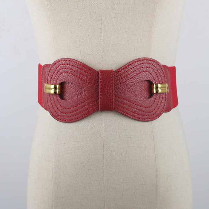 Fashionable Hollow Bow Decorative Wide Belt