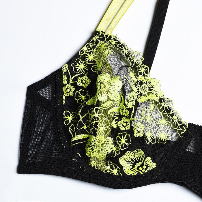 Women's Embroidered Underwire Lingerie Sexy Lace Underwear