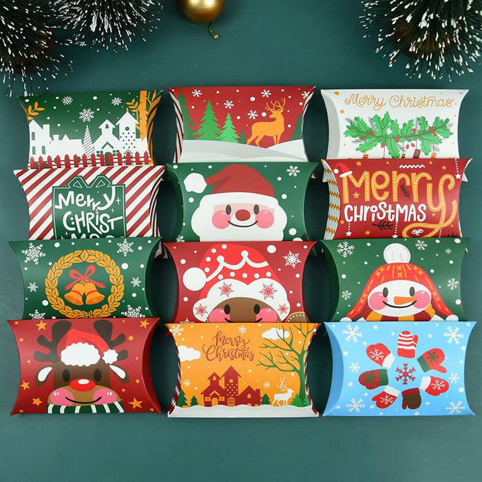50Pcs Christmas Pillow Shape Candy Box