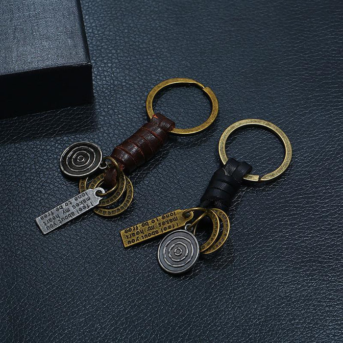 Hand woven Keychains accessories retro versatile leather Keychains pendant accessories