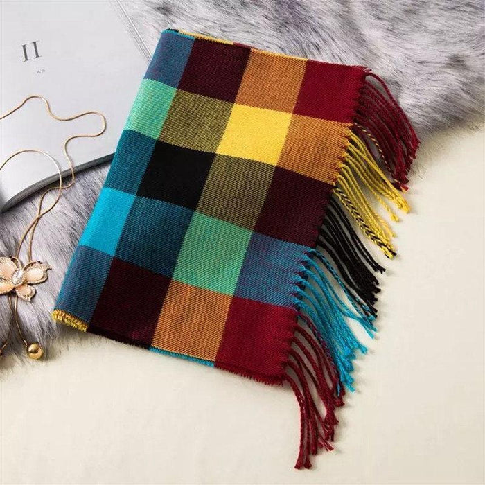 Classic Lattice Soft Scarf Cashmere Plaid Scarves