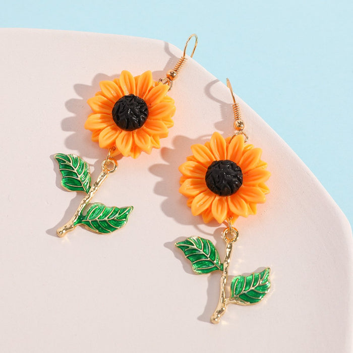 Small Fresh Resin Sunflower Earrings