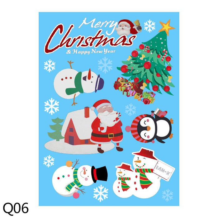 1 Sheet Merry Christmas Snowflake Snowman Window Sticker