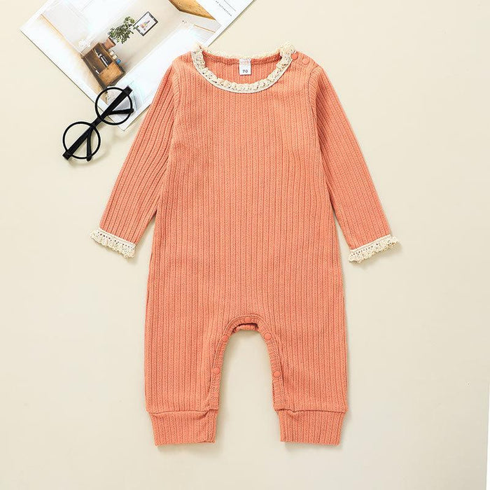 Baby Solid Long Sleeved Khaki Jumpsuit
