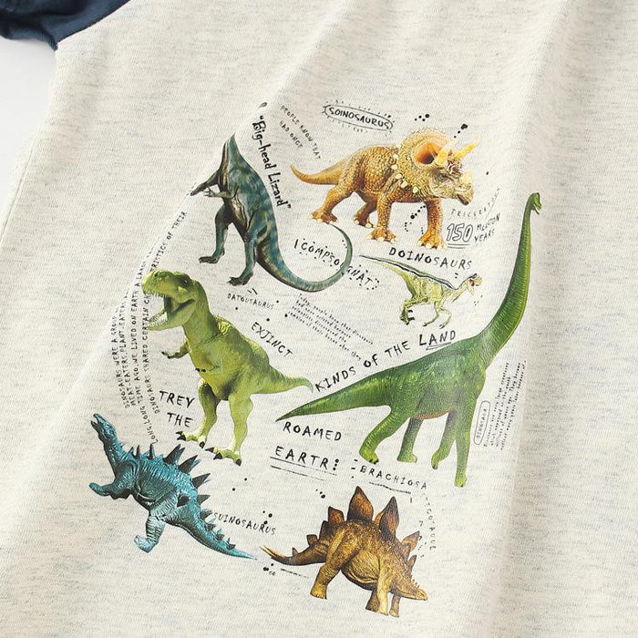 Boys' cartoon dinosaur animal cotton short sleeve round neck T-shirt