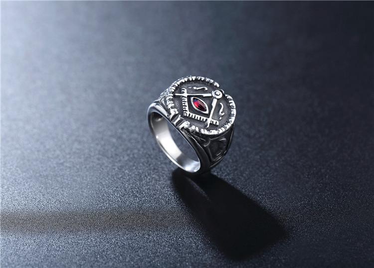 Personality Retro Masonic Men's Titanium Steel Ring