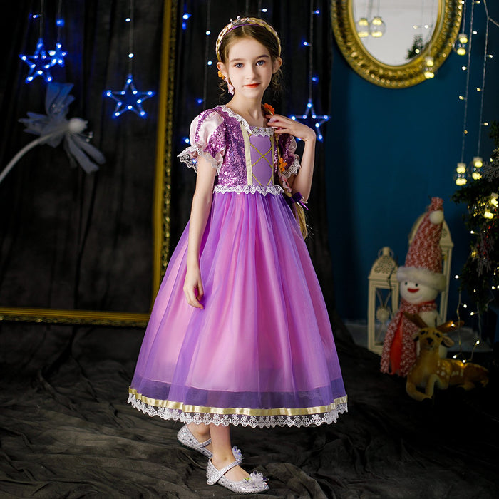 Snow white snow and ice long hair Princess Dress