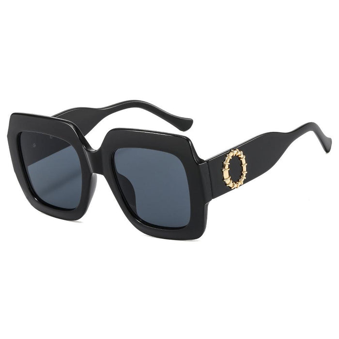 Large square metal stripe Sunglasses