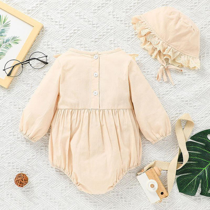 Baby Girls Cute Long Sleeved Jumpsuit Hat Set