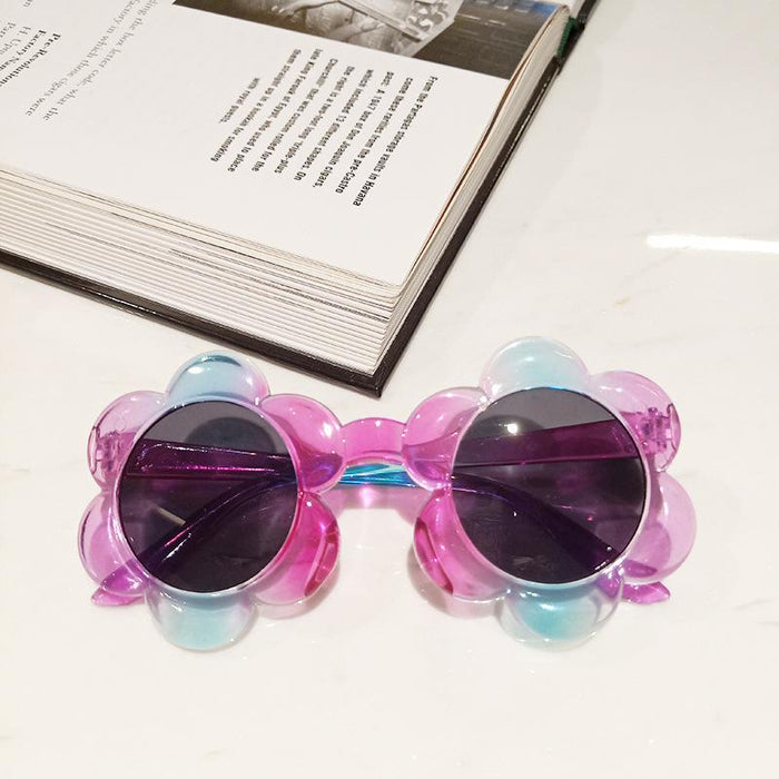 Fashionable Flower Transparent Jelly Color Children's Sunglasses