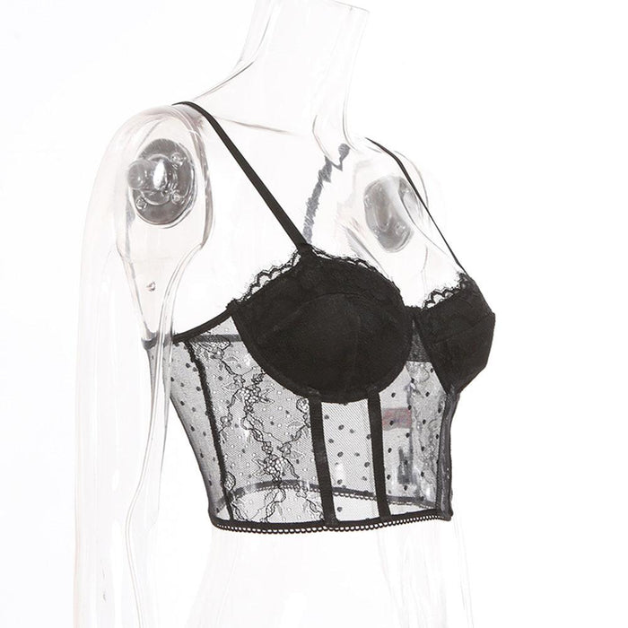 Sexy Lace Black Women Slim Fit Tank Top