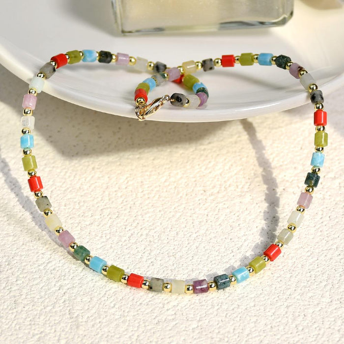 DIY Handmade Beaded Stone Necklace