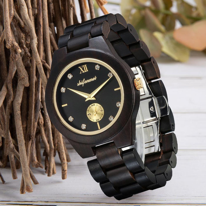 New Multifunctional Advanced Green Wood Quartz Watch