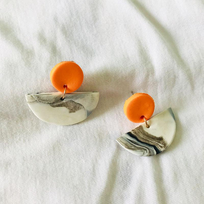 Handmade Pumpkin Clay Soft Pottery Fashion Simple Earrings