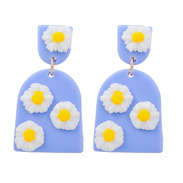 Trendy Simple Geometric Resin Daisy Earrings
