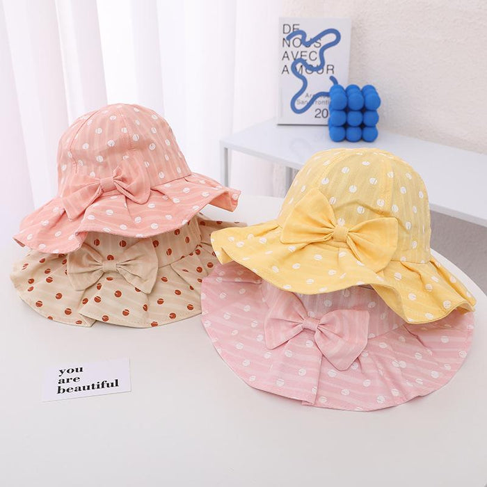Cute Polka Dot Bow Children's Sun Hat