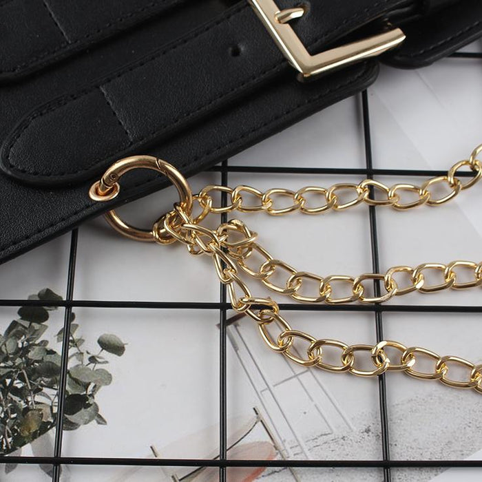 Fashion Decorative Women's Wide Belt with Chain