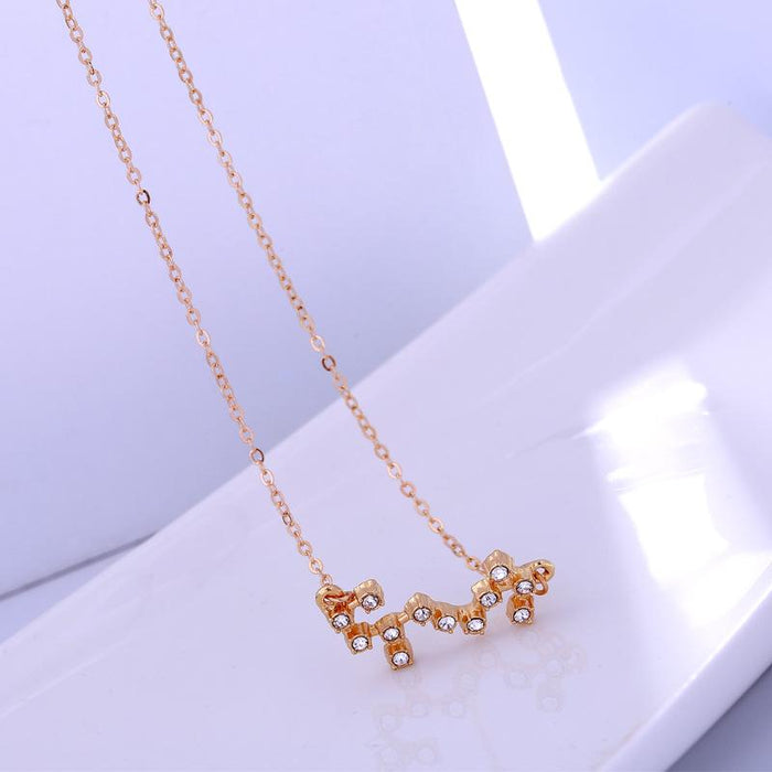 Twelve Constellations Diamond Inlaid Card Clavicle Chain