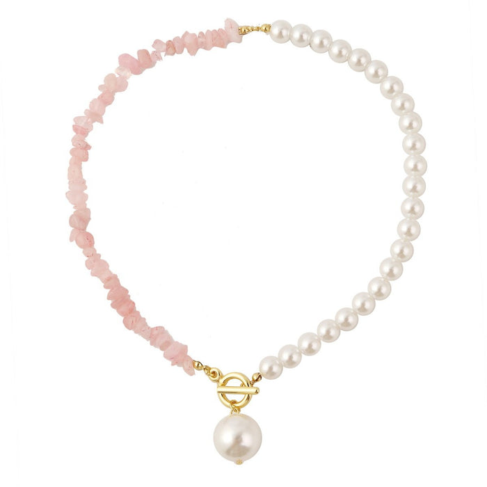 New style fashion pearl irregular colored stone necklace