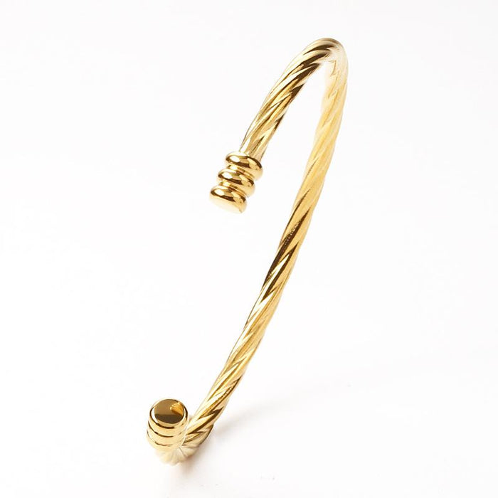 New Titanium Steel Gold Color Open Twisted Bracelet Bangle