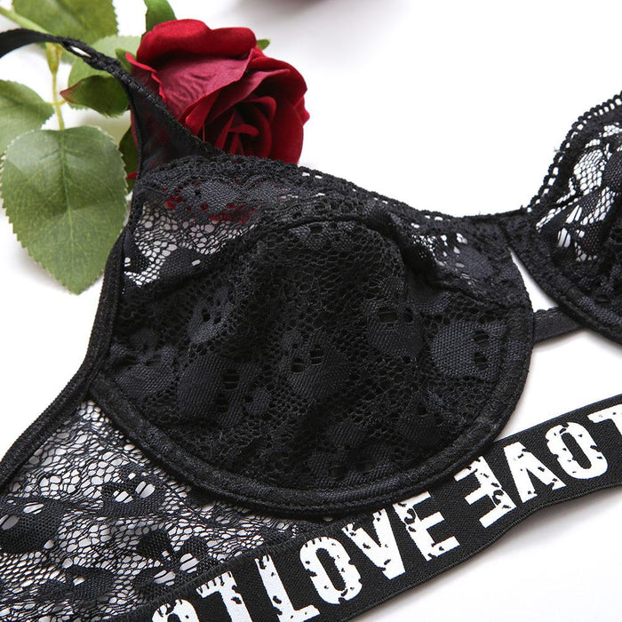 Women's Lace Stitching Underwear Sexy Alphabet Lingerie Set