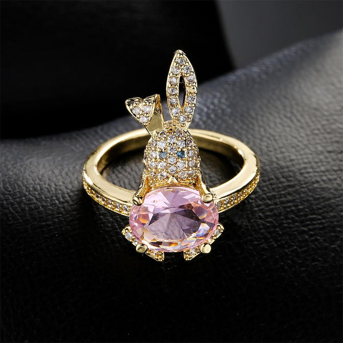 Pop Cute Little Rabbit Gold Open Ring
