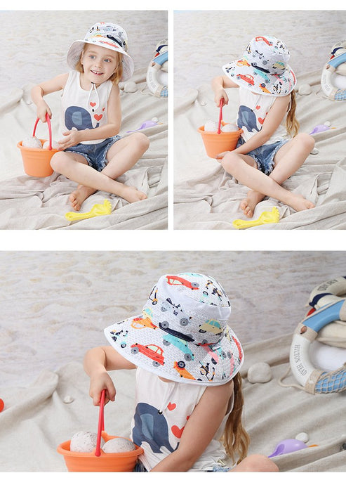 Summer Cartoon Car Children's Sunscreen Fisherman Hat