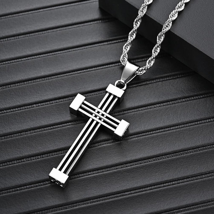 Titanium Steel Hip Hop Couple Pendant Cross Necklace