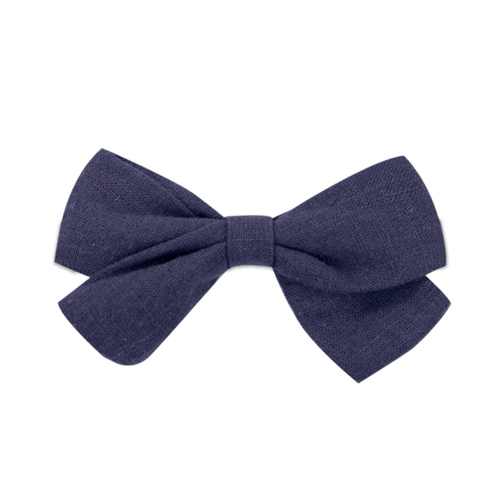 Slub cotton and linen bow hairpin
