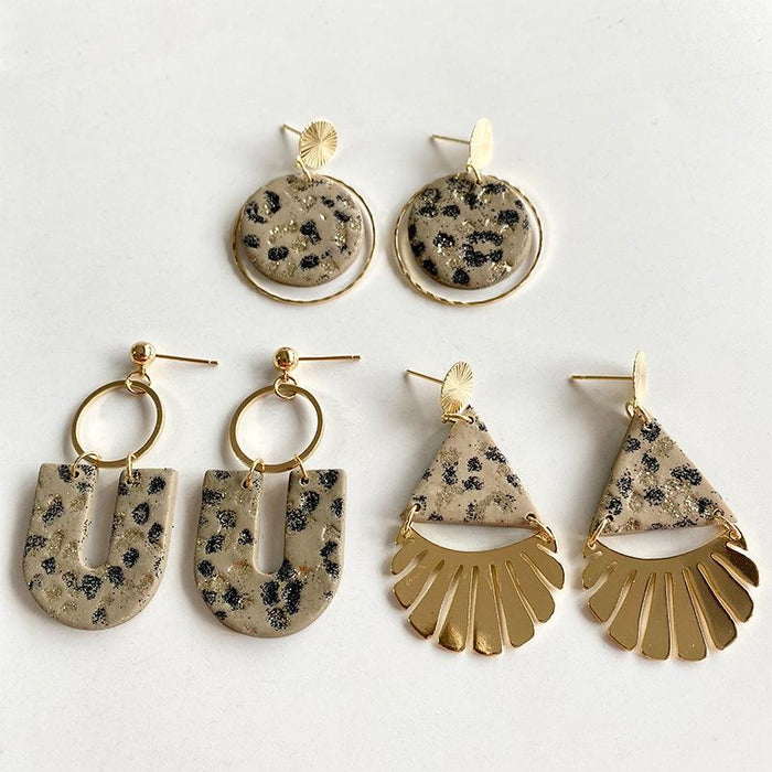 Creative Leopard Pattern Polymer Clay Earrings