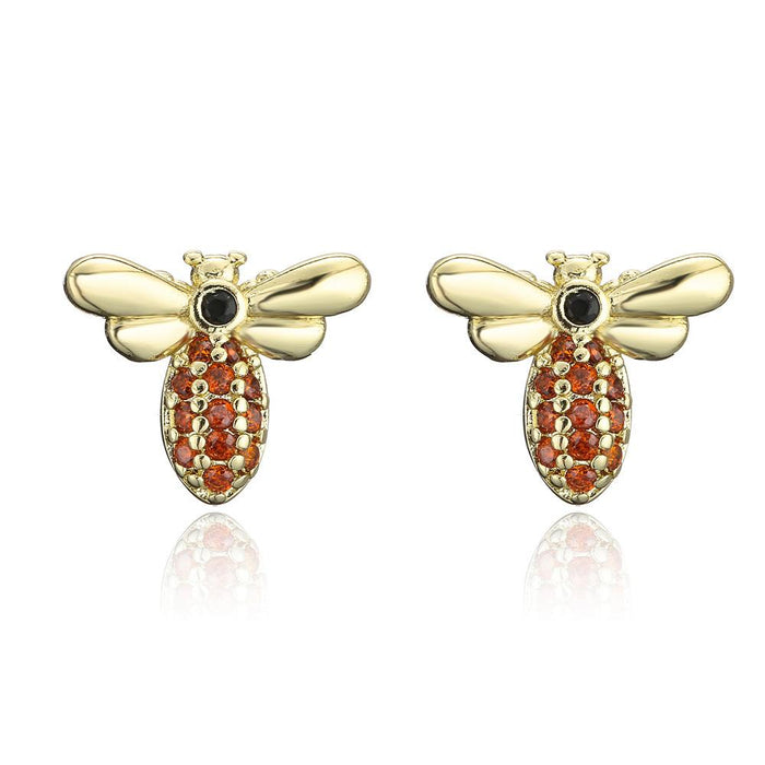 New Insect Series Gold Personalized Zircon Earrings