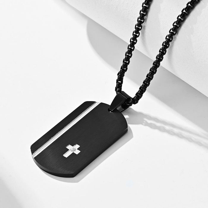 Creative Men's Carved Cross Titanium Steel Pendant Necklace