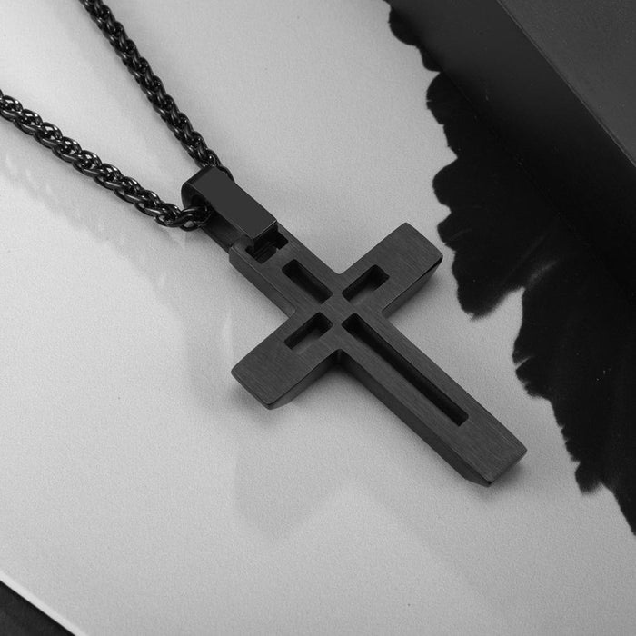 Men's Simple Personalized Titanium Steel Cross Pendant Necklace