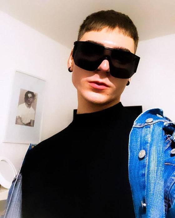 Large frame one piece metal men's and women's Sunglasses