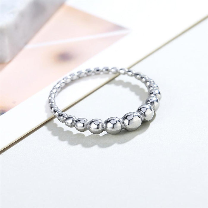 Simple Round Bead Women's Small Titanium Steel Ring