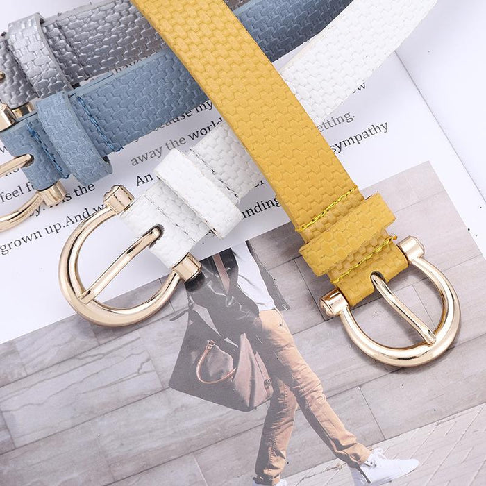 Pu Decorative Jeans Belt Women's Fashion Straw Mat Belt