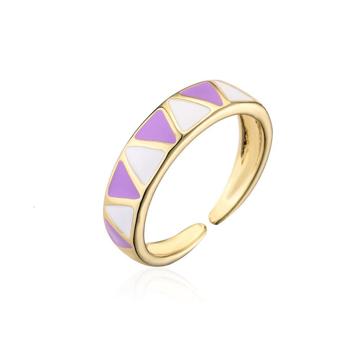Personalized Color Oil Dripping Geometric Opening Ring