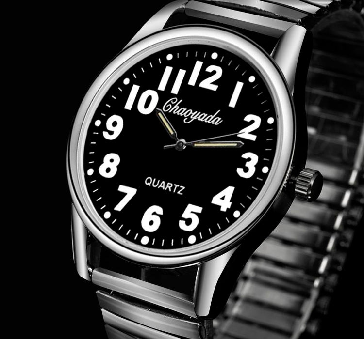 Men Watches Elastic Strap Stainless Steel Luxury Fashion Wristwatch