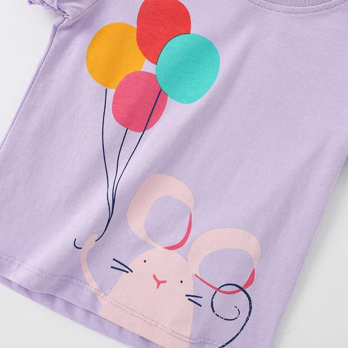 Girls Round Neck T-shirt cartoon cotton short sleeved top