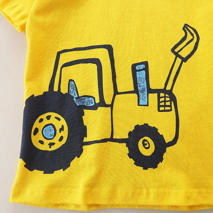 Knitted cartoon printed children's T-shirt round neck Pullover