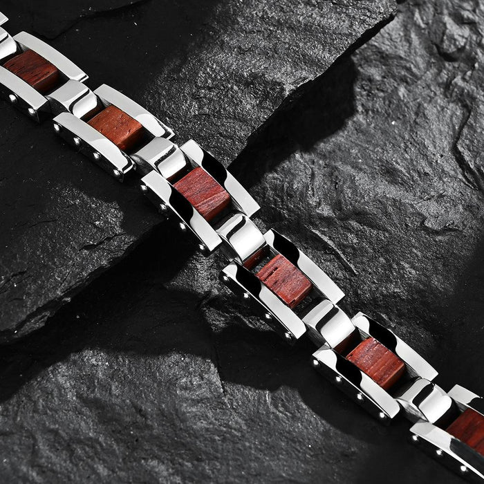 Ethnic Style Stainless Steel Wood Polished Bracelet Jewelry
