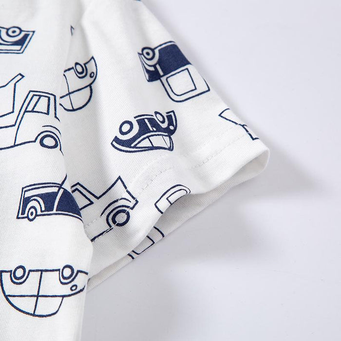 Car full printed children's short sleeve T-shirt cartoon boys' top