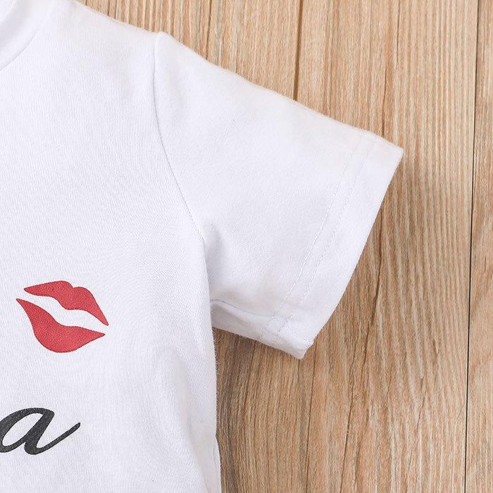 Summer Girls' Exotic Letter T-shirt Skirt Two Piece Set