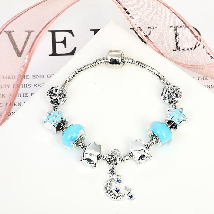 Blue Starry Glass Beaded Bracelet