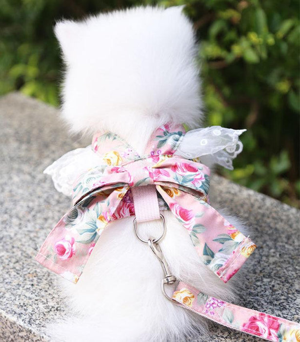 Cute Bow-knot Small Dog Harness Vest Leash Suit Pet Accessories