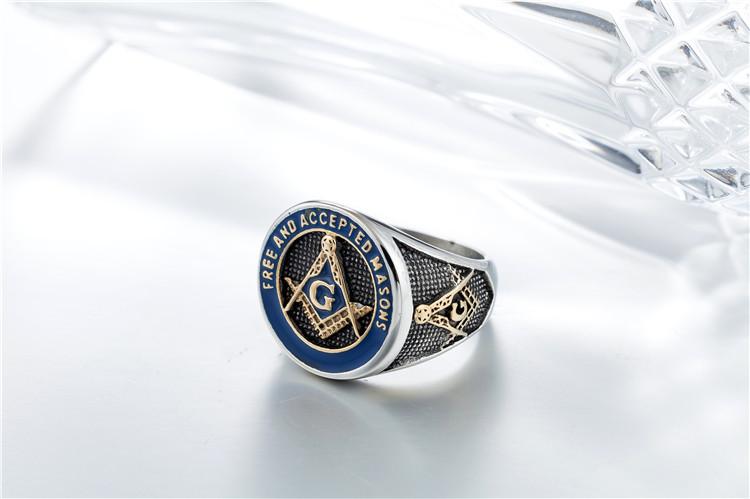 Personality Retro Masonic Logo Men's Titanium Steel Ring