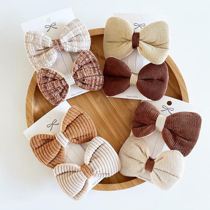 2 Milk Tea Cloth Bow Edge Clips