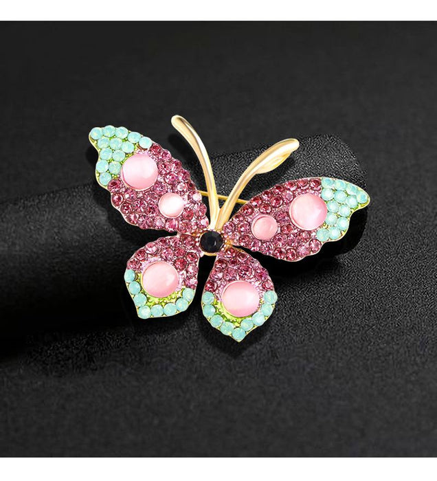 New Creative Rhinestone Butterfly Brooch Female Pin